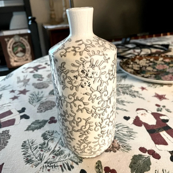 Other - Rustic Pottery/ Vase Beautiful gray and white pattern/terracotta with paint